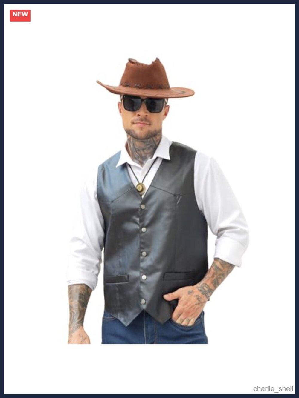 Western Cowboy Faux Leather Vest Men Sleeveless Suit Vest Wedding